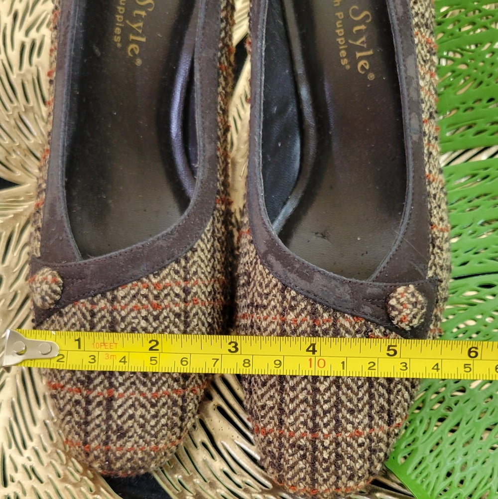 Soft Style Tweed Herringbone Heels Brown Plaid Pump Classic Retro Chic 👠✨ - Picture 16 of 16